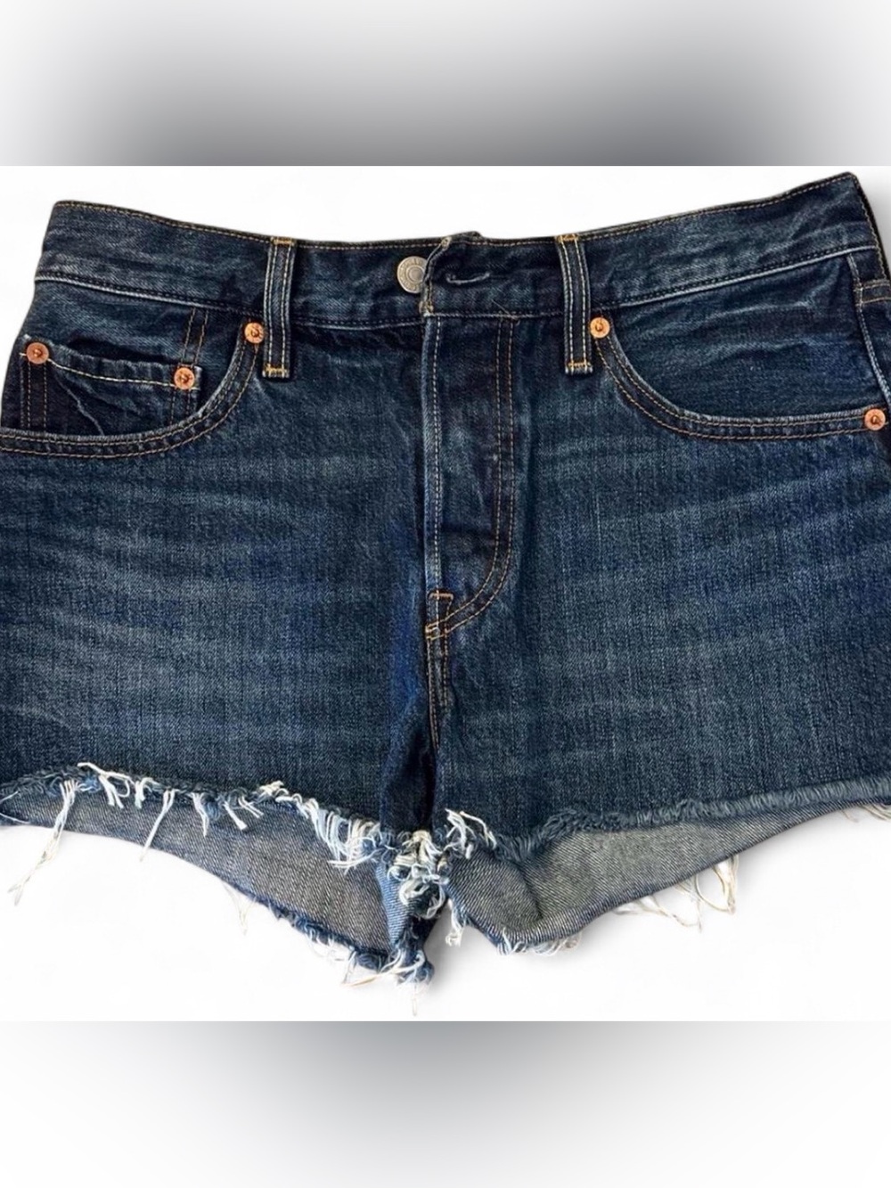 Levi's 501 Women's Button Fly Jean Shorts Cut Off Denim Raw Frayed Hem Sz 27